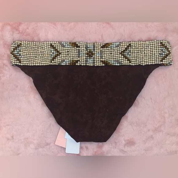 🚨FLASH SALE🚨Pilyq Luxury Keshi Pearl Beaded Brown Belted Swim Bottom Small - Picture 5 of 6